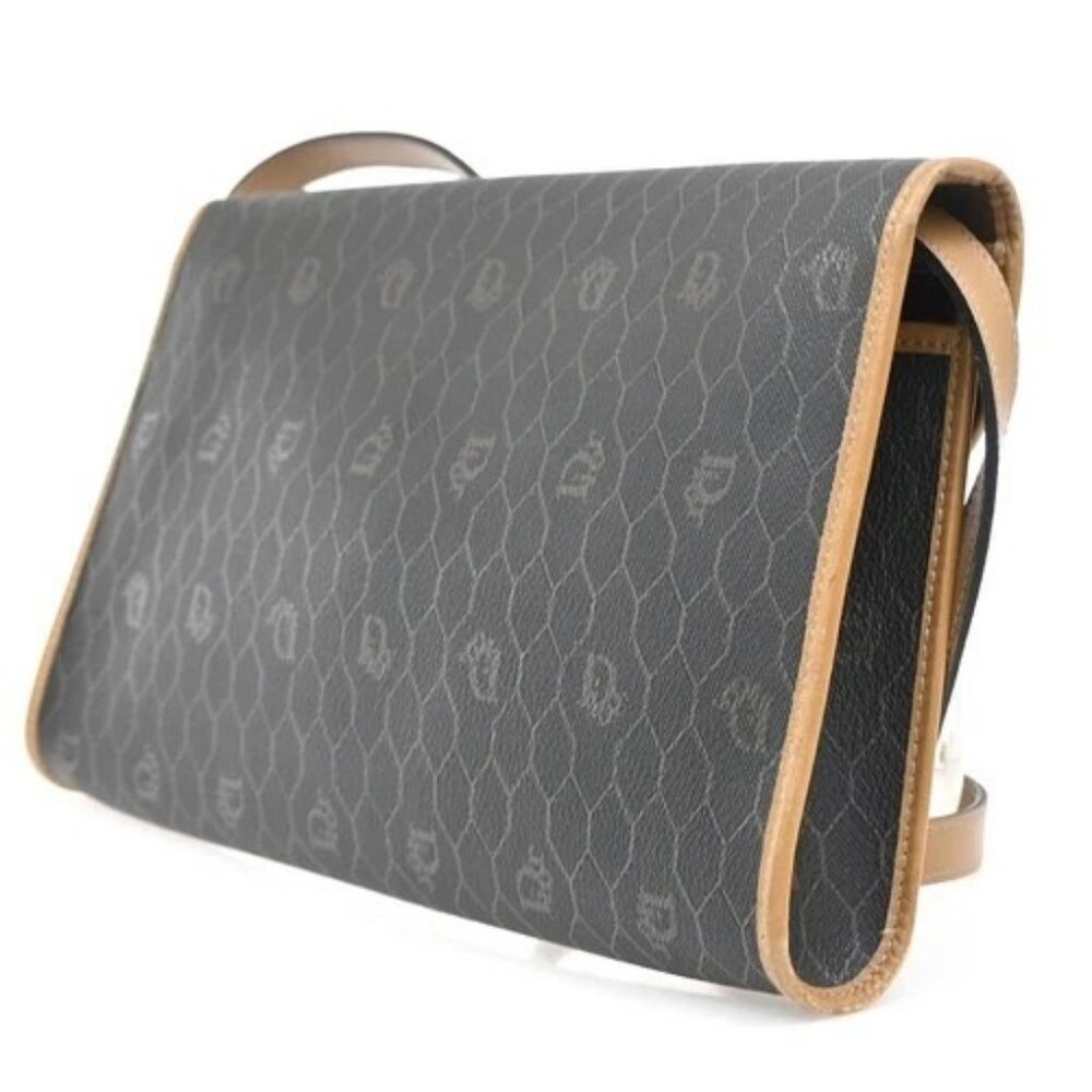 CHRISTIAN DIOR Honeycomb Chain Shoulder Bag PVC Leather Brown Gray GHW 39EG208 - Picture 4 of 14